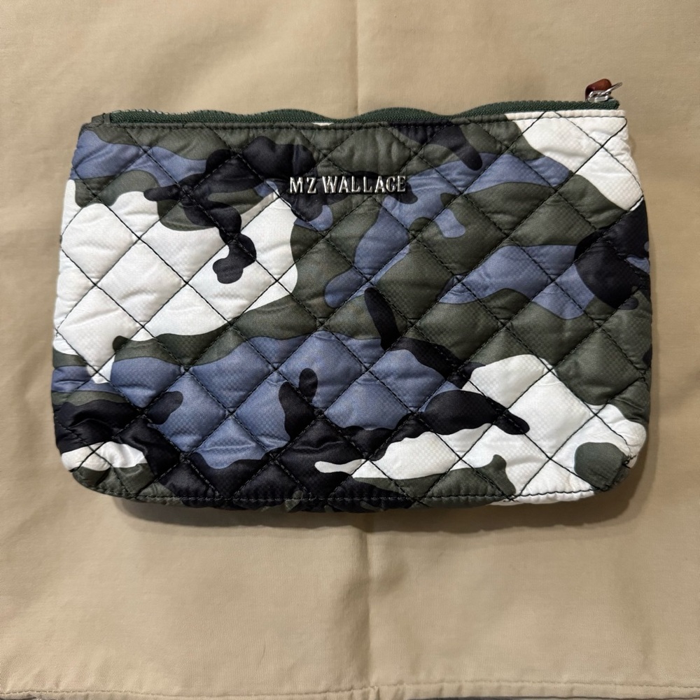 MZ Wallace Green and Blue Quilted cosmetic metro pouch